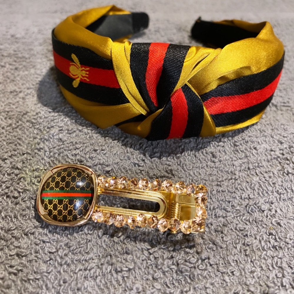 Yellow/black 🐝 headband & clip set💛🖤